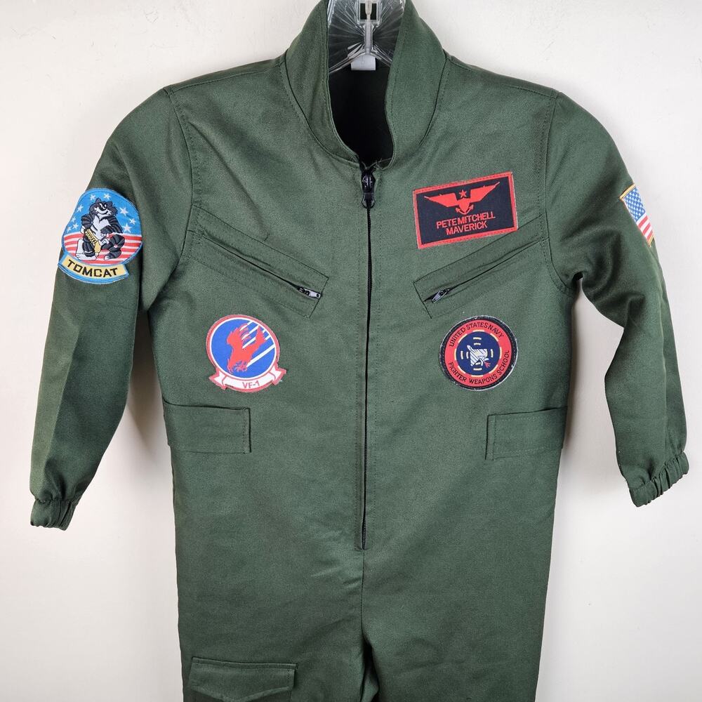 Fighter Pilot Costume Air Force Flight Suit Halloween Cosplay boys size Small - Picture 3 of 5